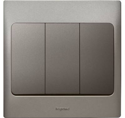 Bộ công tắc ba 10A - 250V màu Xám đen