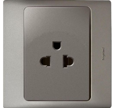 Bộ ổ cắm chuẩn Âu Mỹ 2P+E 16A - 250V màu Xám đen