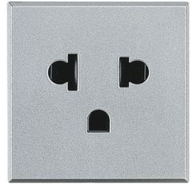 Ổ cắm chuẩn Âu Mỹ 2P+E 16A - 250V màu bạc