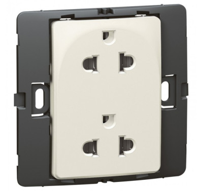 Ổ cắm đôi chuẩn Âu Mỹ 2P+E màu ngọc trai