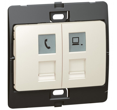 Ổ cắm mạng RJ45 + thoại RJ11 màu ngọc trai